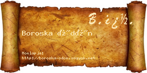 Boroska Ödön névjegykártya